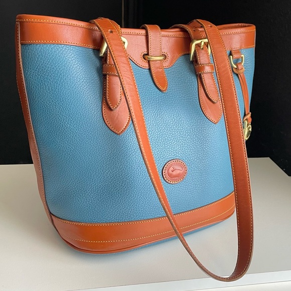 Dooney and Bourke AWL Mediterranean Blue Leather Tote Bucket Bag Purse R… - Picture 12 of 17
